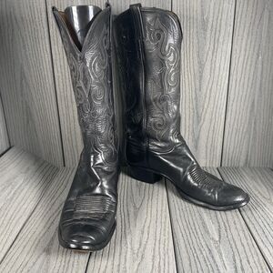 Lucchese Classic Black Leather Men's Cowboy boots Size 9 L153564